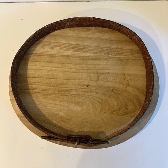 Brown Painted Tooled Southwestern Genuine Leather Brass Buckle Belt Size Large - Picture 7 of 12